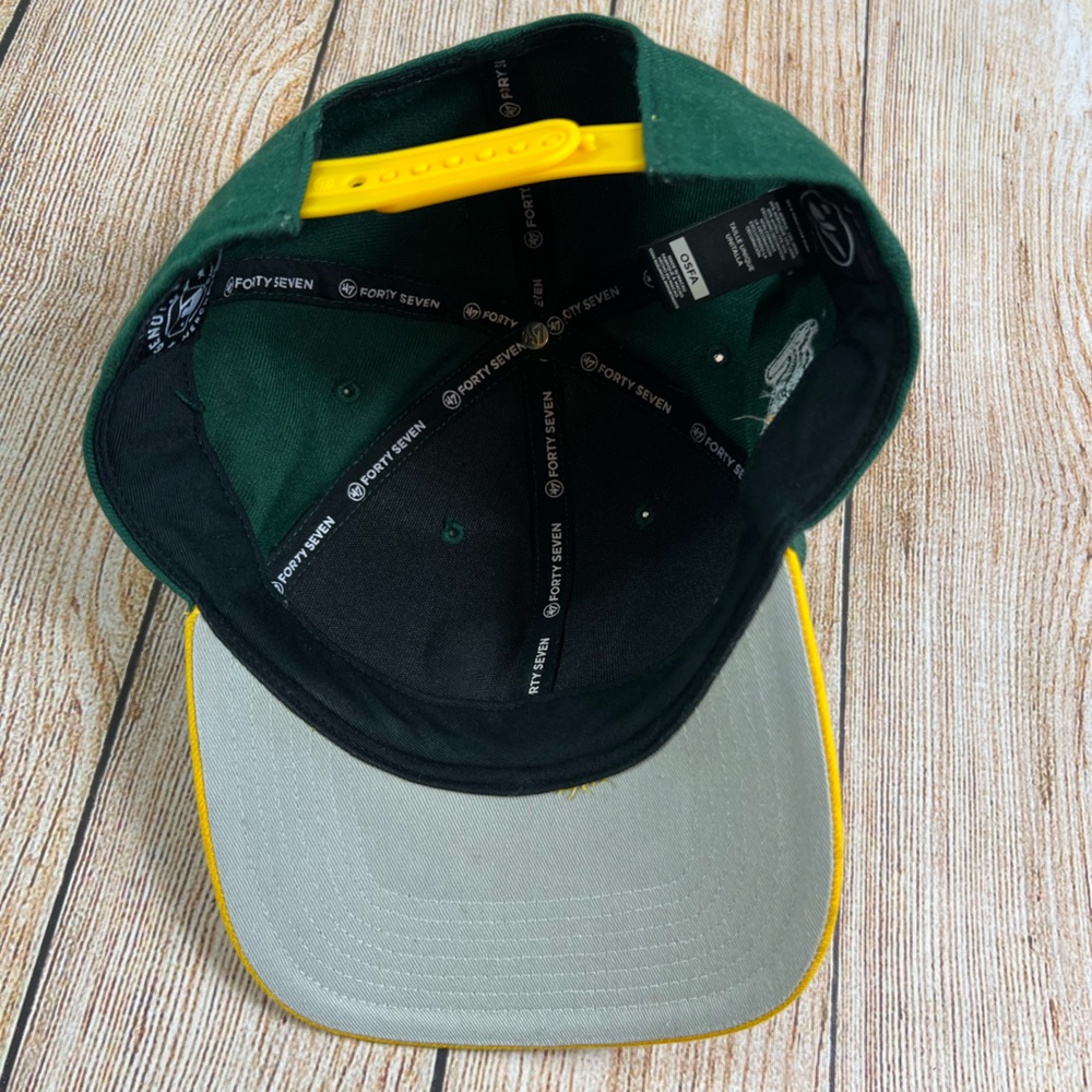 Oakland A’s Baseball MLB Snapback Hat 47 Brand Green Yellow - Picture 4 of 7